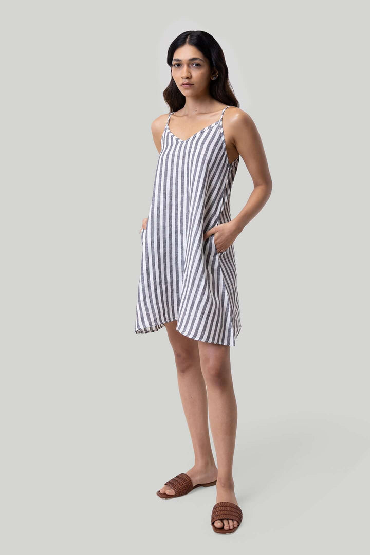 Short Tent Dress - Linen Stripes