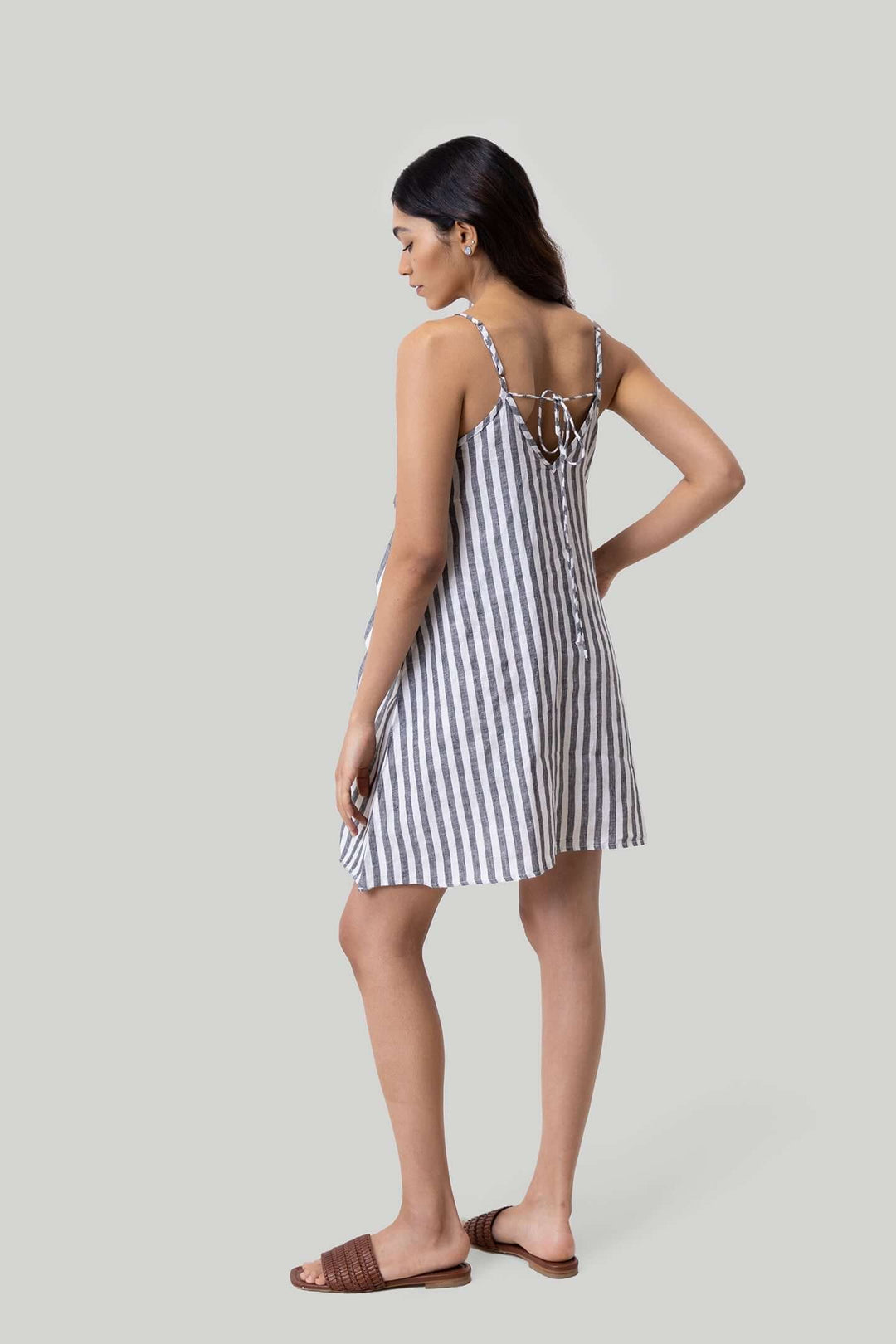 Short Tent Dress - Linen Stripes
