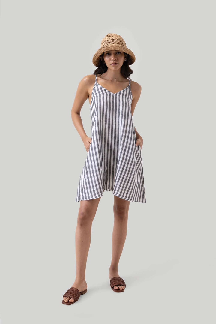 Short Tent Dress - Linen Stripes
