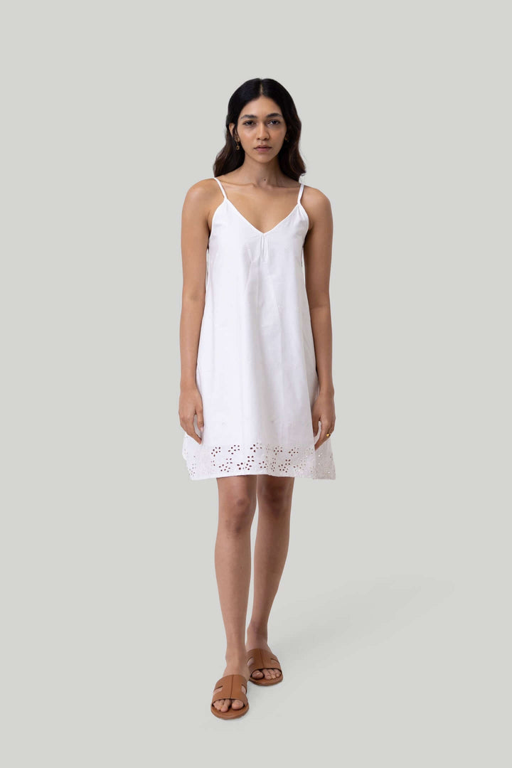 Short Tent Dress - White Embroidery