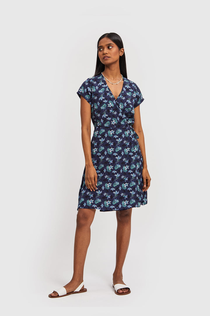 Short Wrap Dress - Midnight Florals