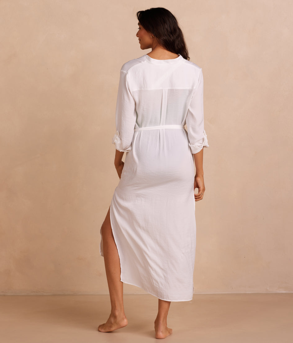 The Silky Luxe Long Effortless Shirtdress Cover-Up