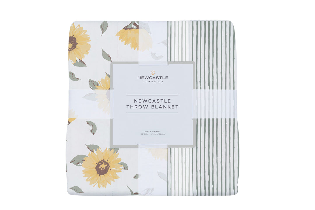 Sunflower Farm and Sage Green Stripe Newcastle Throw Blanket