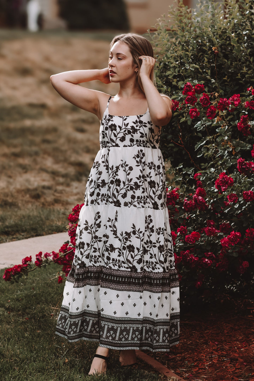Strappy Tiered Maxi Dress - Florals