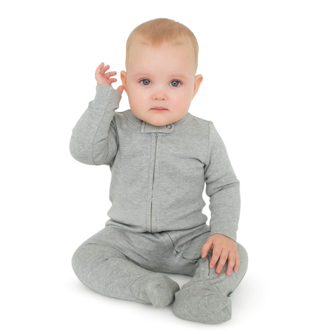 2 pc. zipper footie set | light blue & heather grey