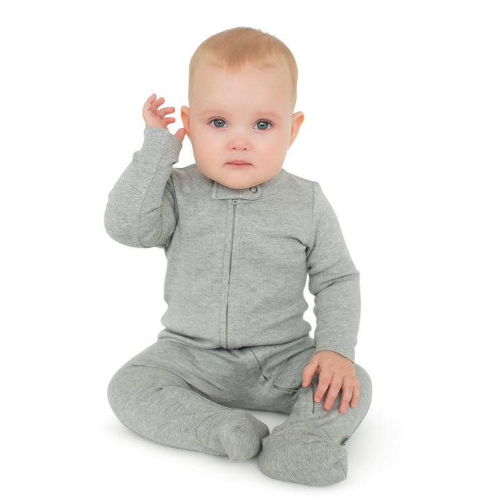 2 pc. zipper footie set | light blue & heather grey