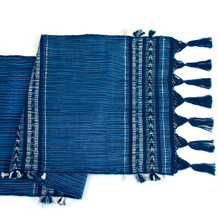 Handwoven Table Runner - Indigo Arrow