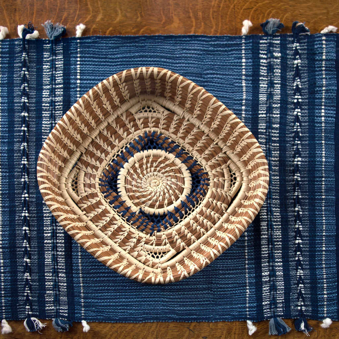 Handwoven Table Runner - Indigo Arrow