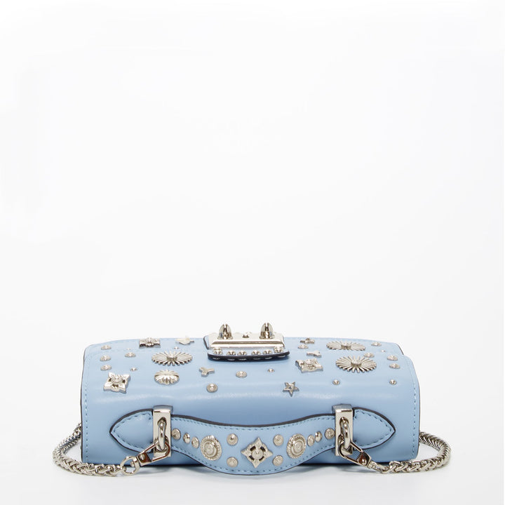 Small Leather Crossbody Bag Sky Blue Purse Studded Baby Blue Women's Handbag