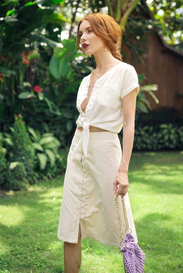Uluru Button-down Skirt - Off-white