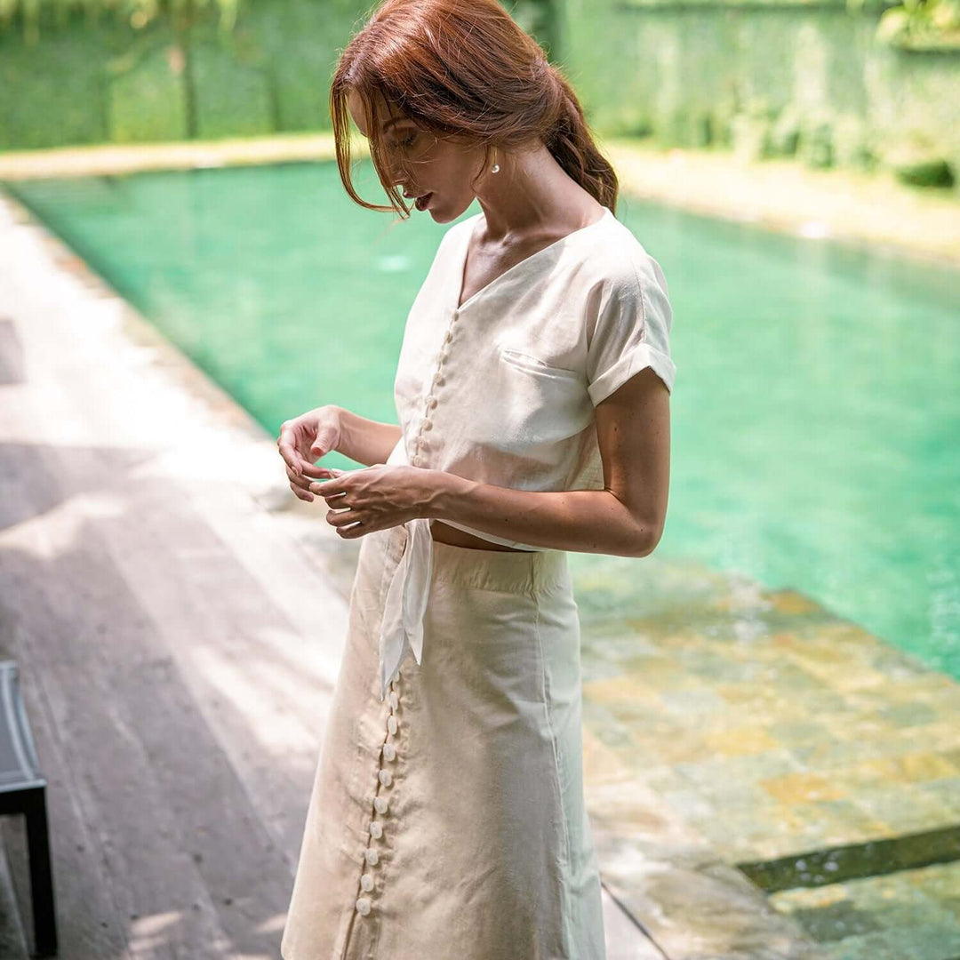 Uluru Button-down Skirt - Off-white