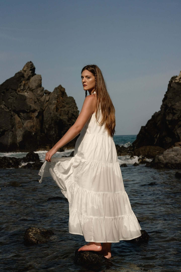 Sleeveless Embroidered Tiered Maxi Dress