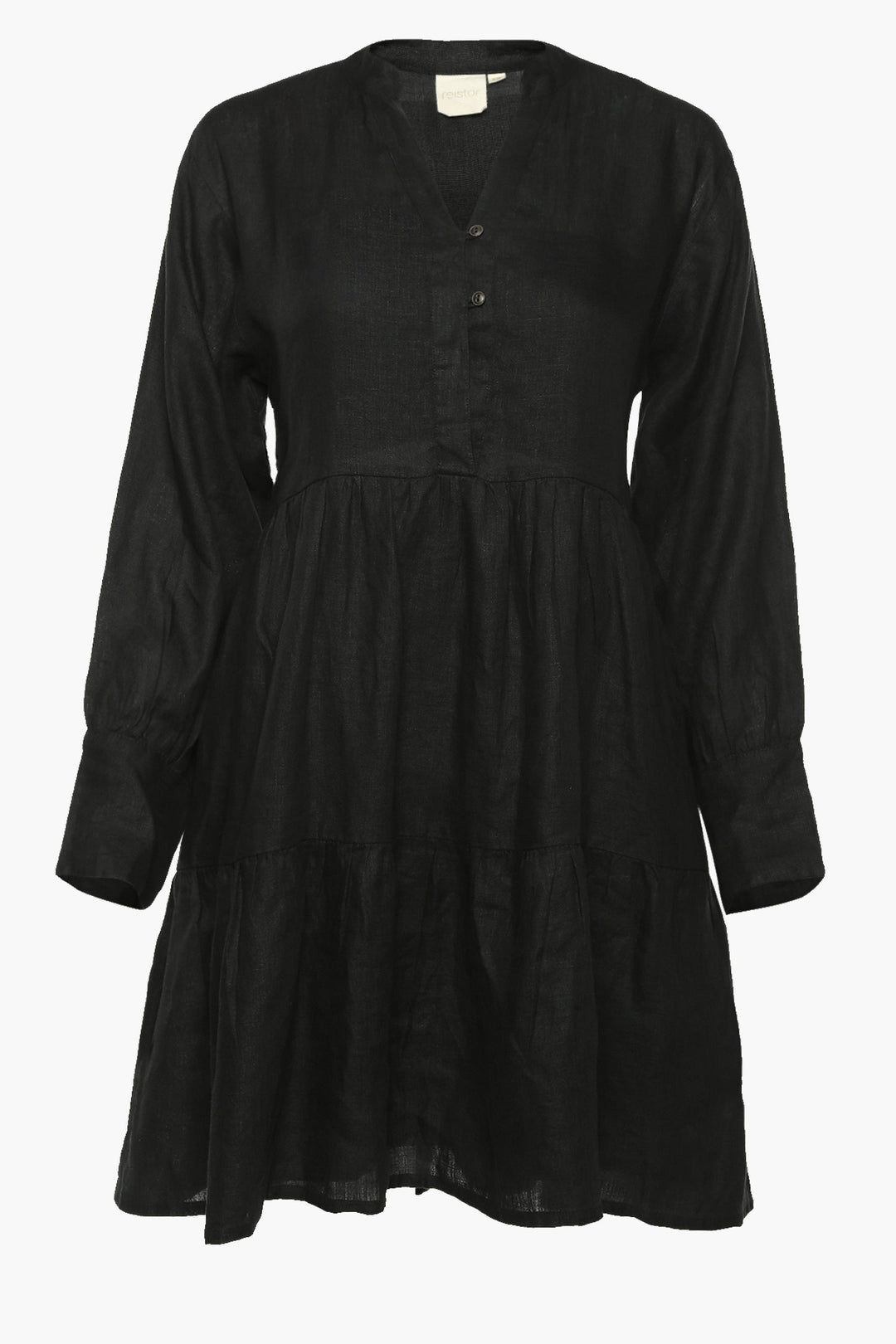 V-neck Tiered Dress - Black