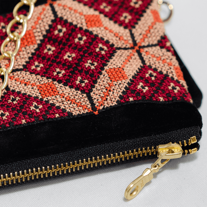 Velvet Tatreez Crossbody - Berry