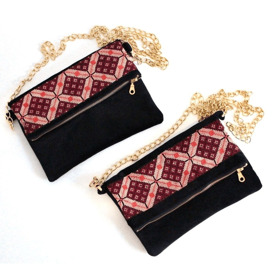 Velvet Tatreez Crossbody - Berry