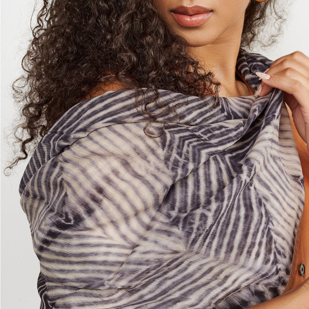 Samu Hand Crafted  Shibori Print Silk Chiffon Sqaure Scarf