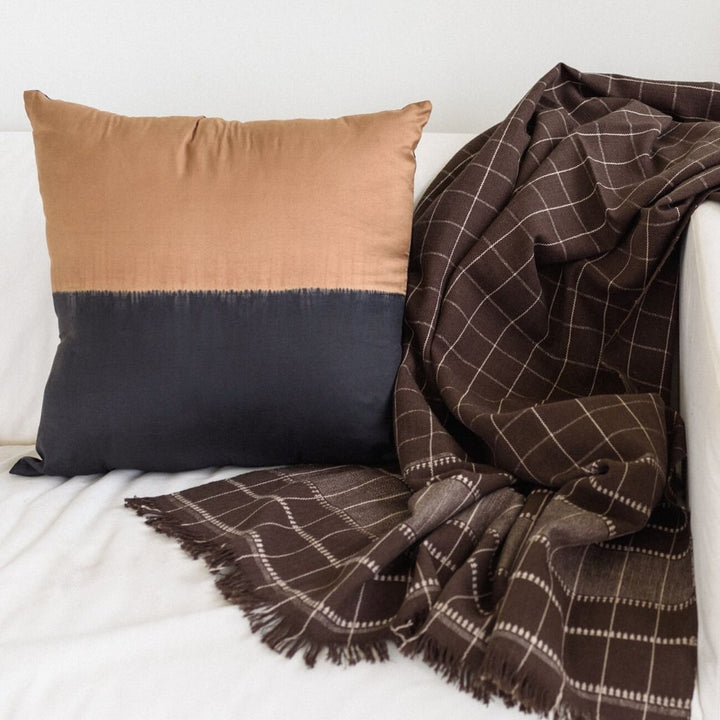 Kala Black & Gold Color Block Mulberry Silk Pillow