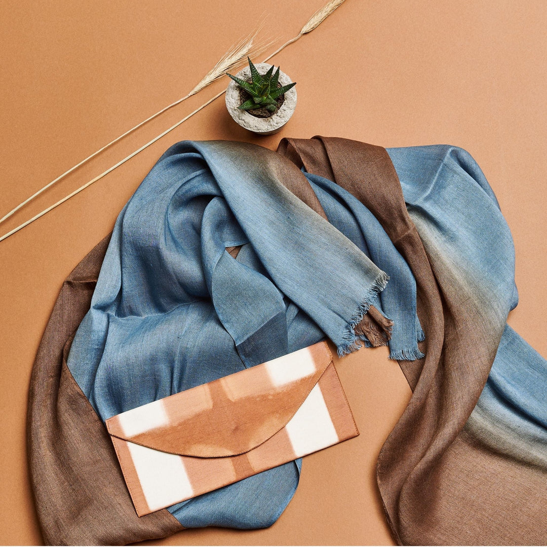 Mahogany Sky Soft Linen Silk Handloom Scarf