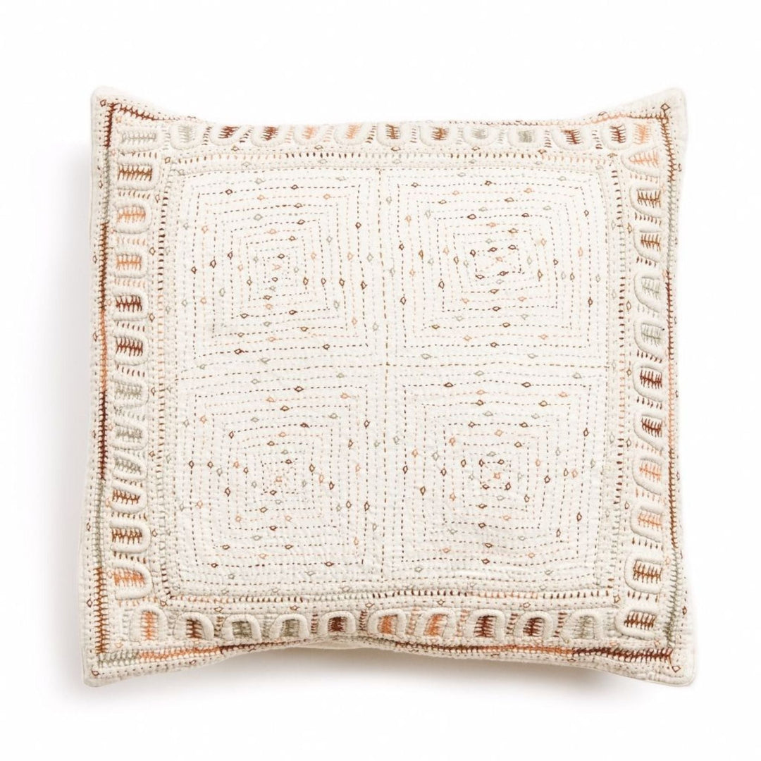 Maze Handwoven Hand Embroidered Organic Cotton Pillow