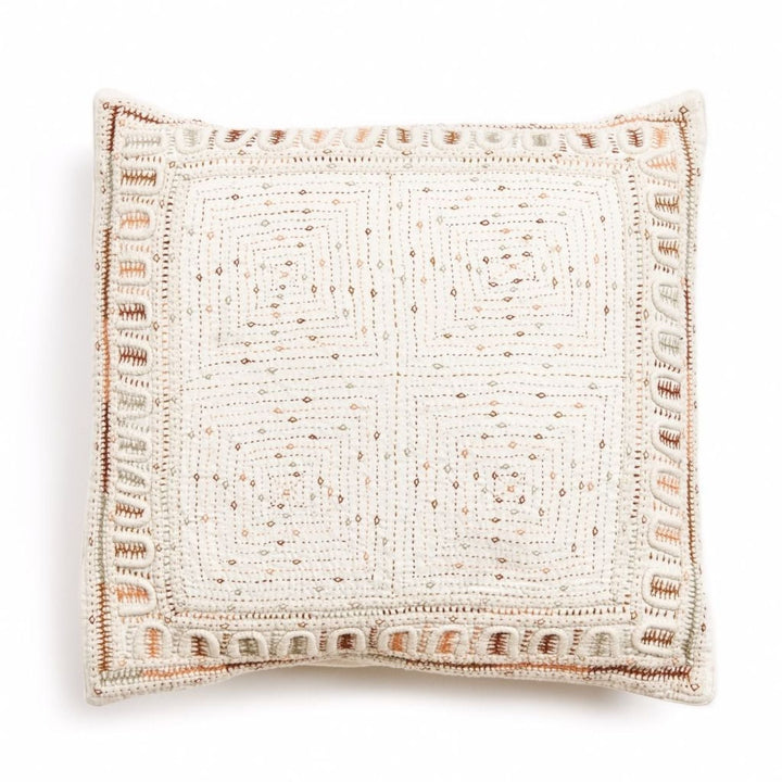 Maze Handwoven Hand Embroidered Organic Cotton Pillow