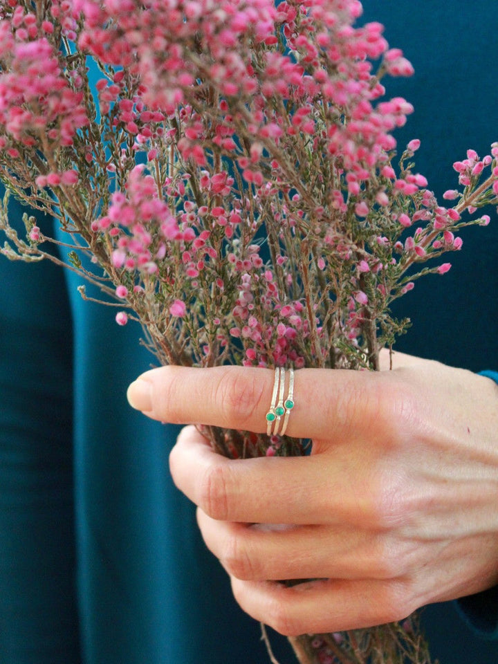 Tiny Stone Sterling Stacking Ring Set | Turquoise