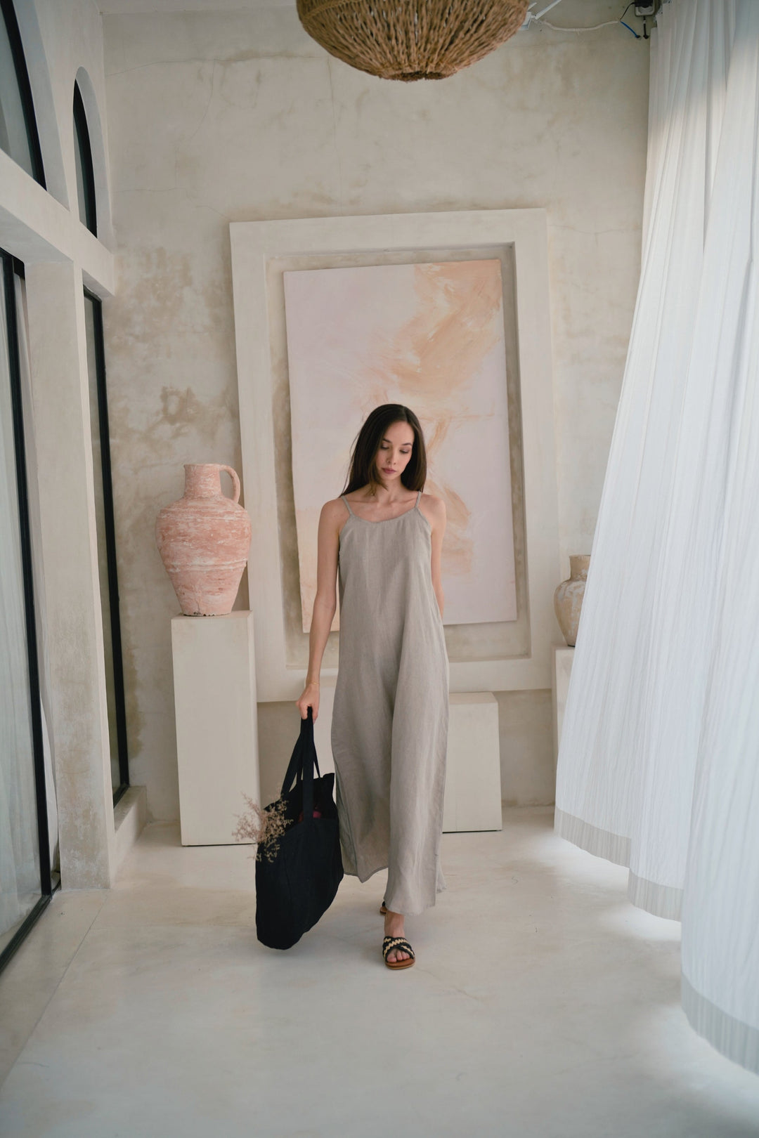 Maya Linen Dress in Natural