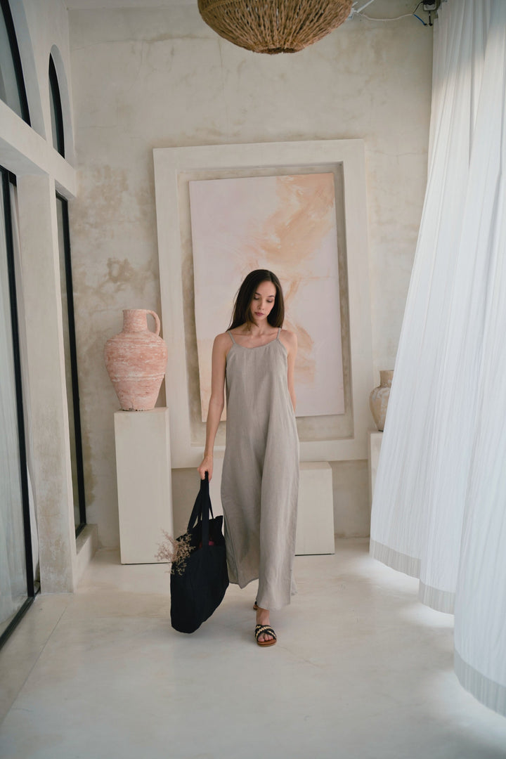 Maya Linen Dress in Natural