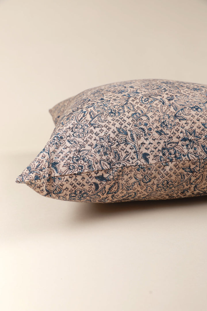 Azure Blue Kalamkari Handcrafted Pillow