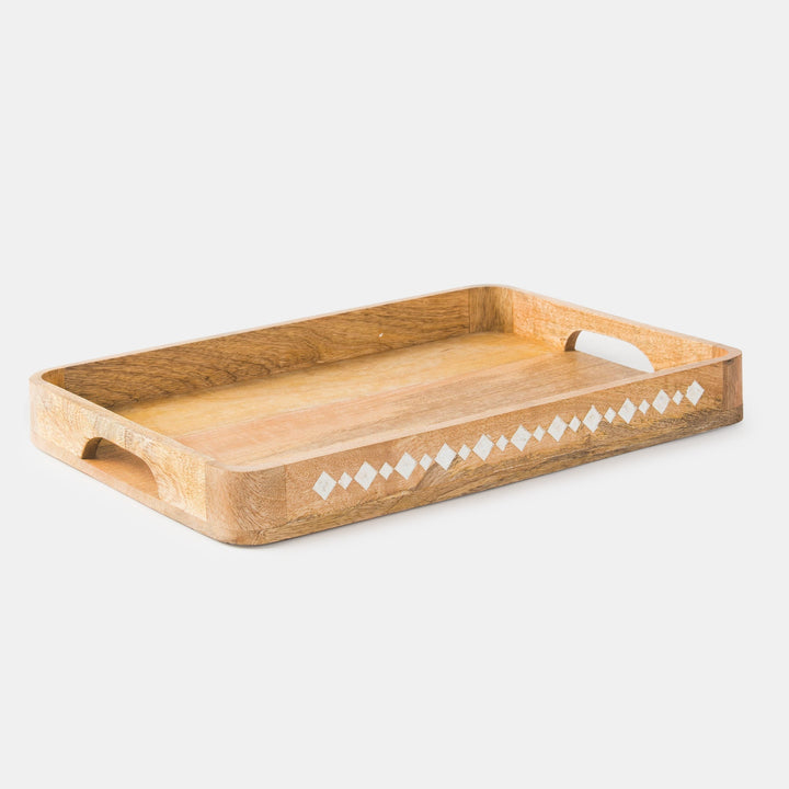 Artisan's Grace Carved Wooden Large Tray