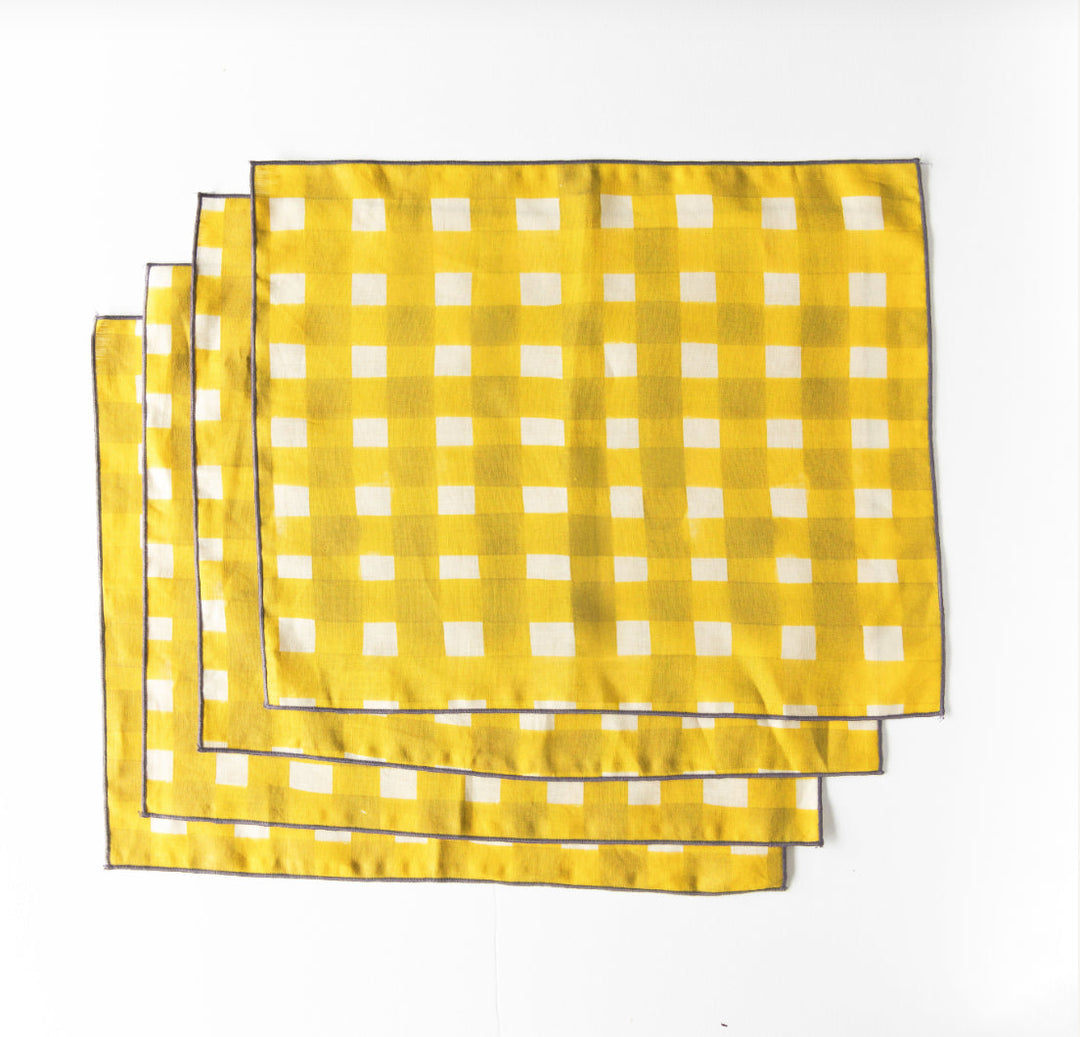Yellow Cross Hatch Placemat Set of 4