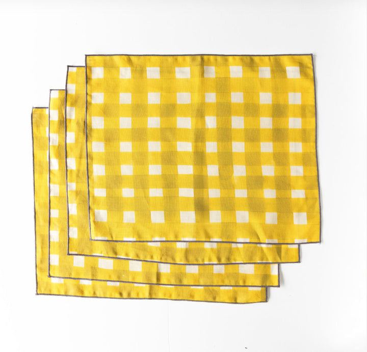 Yellow Cross Hatch Placemat Set of 4