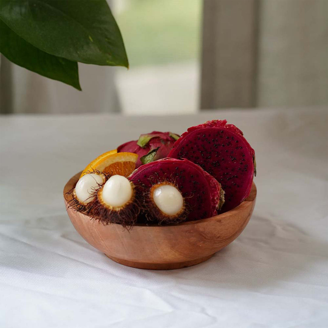 Mahogany wood bowl handmade in Indonesia small size 7.25" x 2.3"