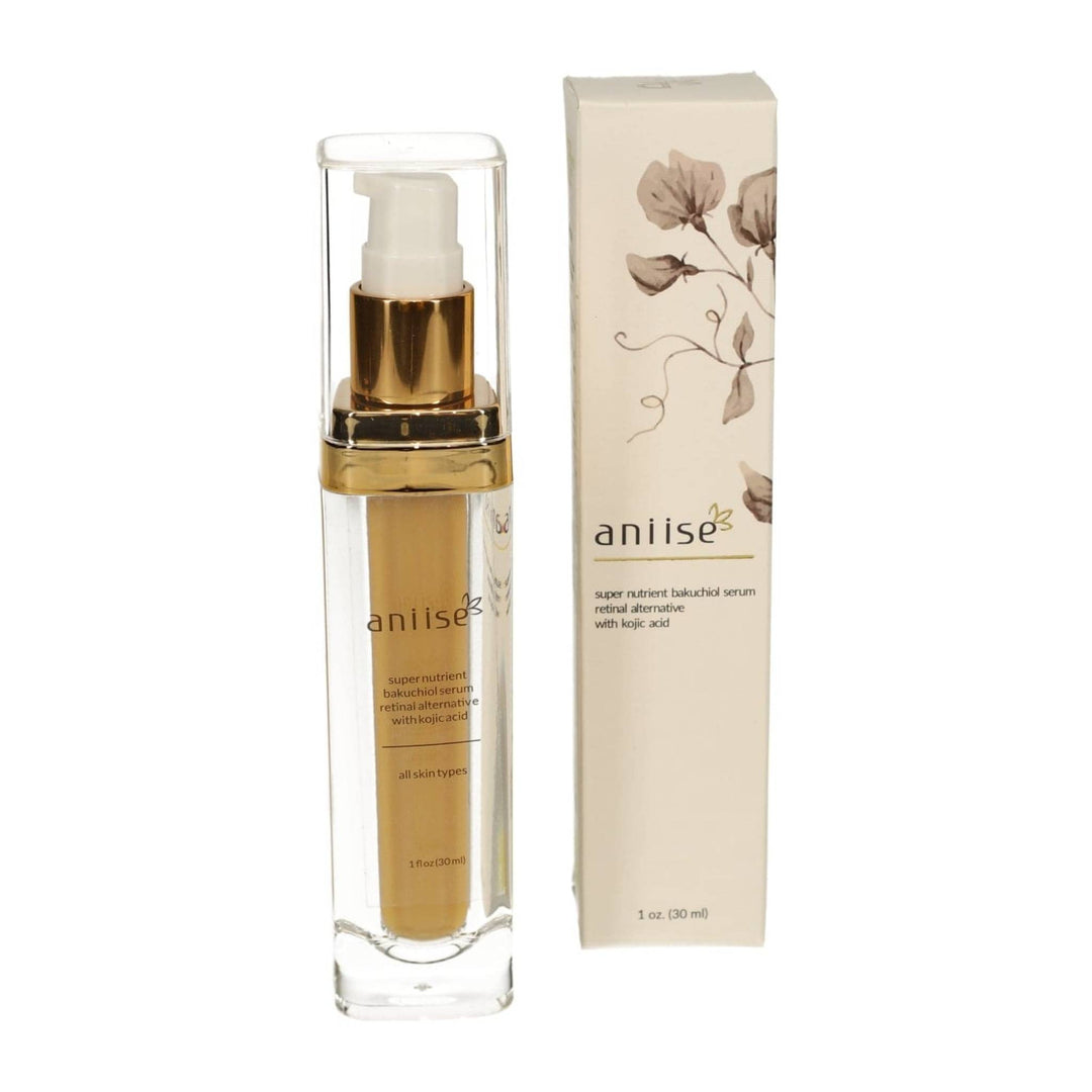 Bakuchiol Serum bottle and packaging, plant-based anti-aging retinol alternative for radiant skin care.