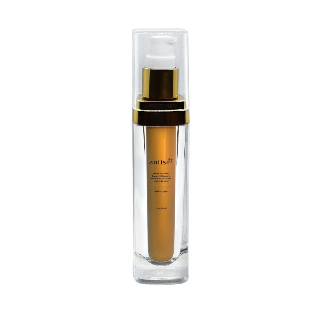Bakuchiol Serum in a sleek glass bottle, anti-aging plant-based retinol alternative for youthful skin.