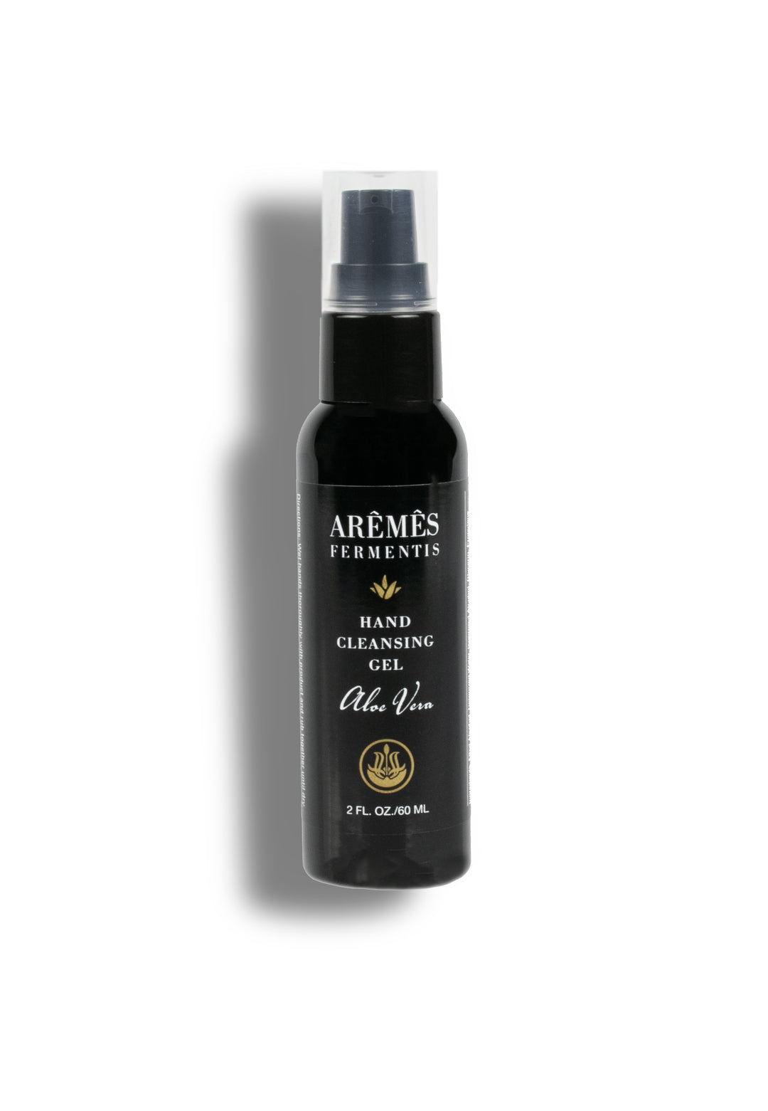 Aloe Vera Hand Cleansing Gel bottle with hydrating aloe, lavender oil, Vitamin E, Pro-vitamin B5, 62% alcohol, 2 oz size.