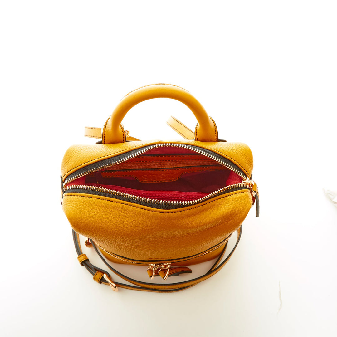 The Ashley Yellow Leather Backpack Purse
