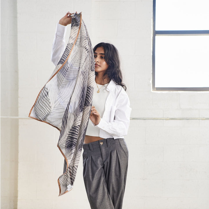 Samu Hand Crafted  Shibori Print Silk Chiffon Sqaure Scarf