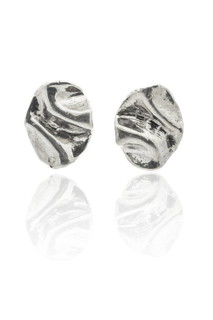 Perdido Folded Silver Stud Earrings