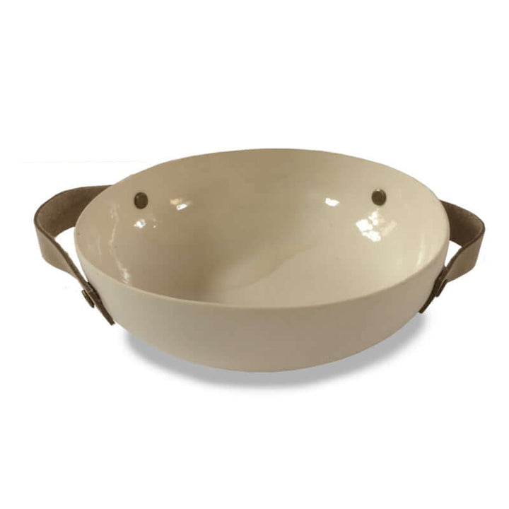 Bowl - Handmade with Leather Handles - 17CM