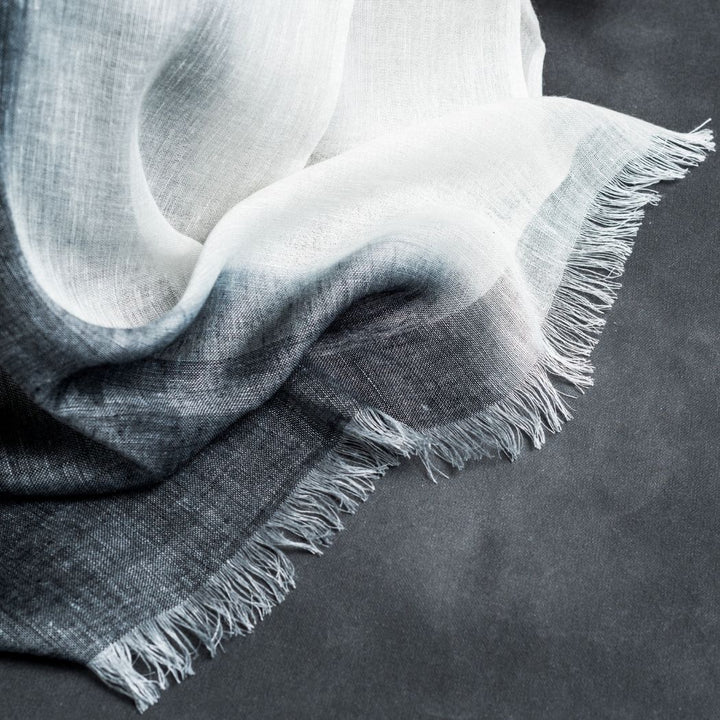 Pecan Brown Ombre Dyed Hand Woven Linen Scarf