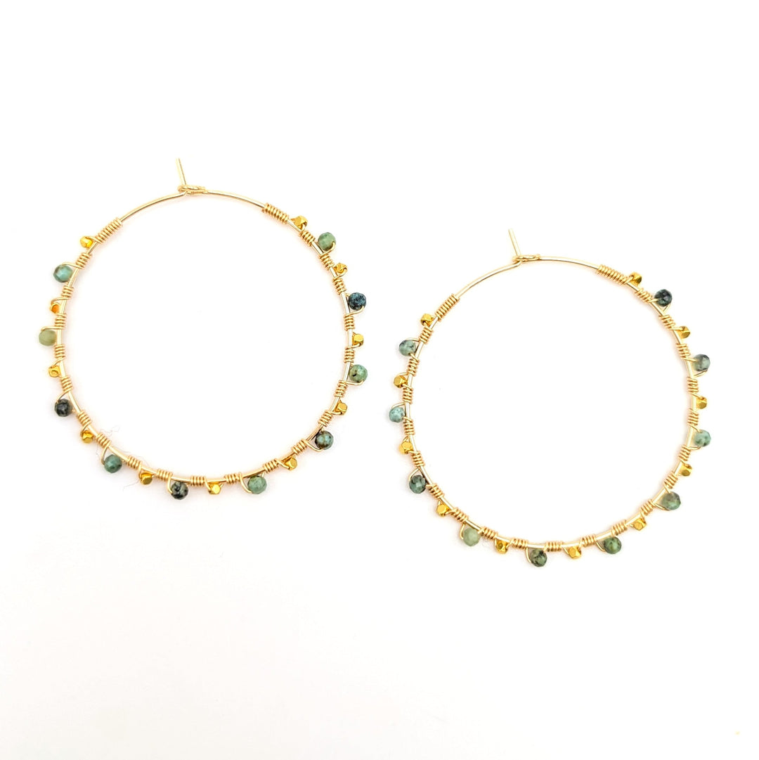 African Turquoise Hoops 18K real gold-plated hoops