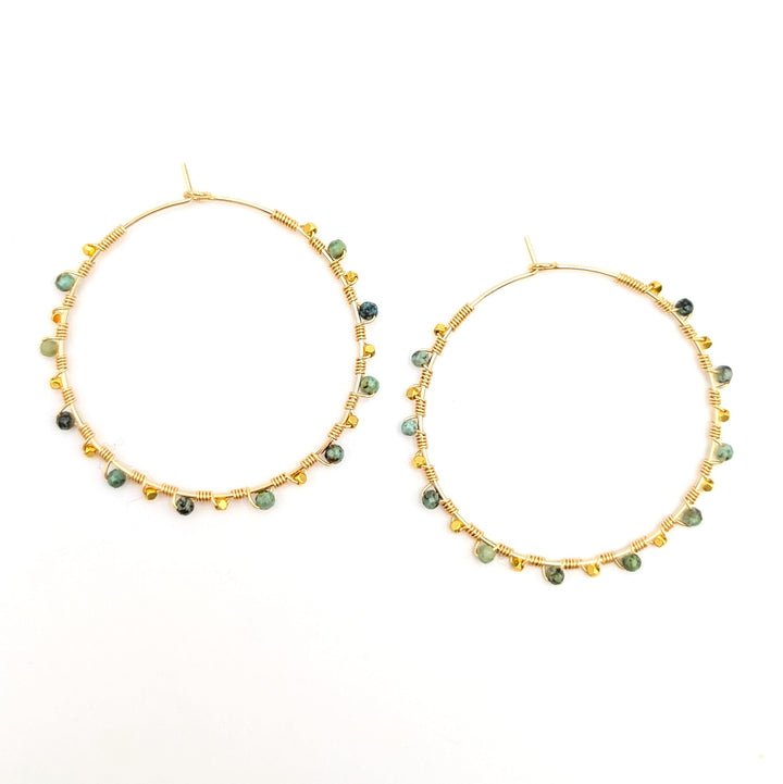 African Turquoise Hoops 18K real gold-plated hoops