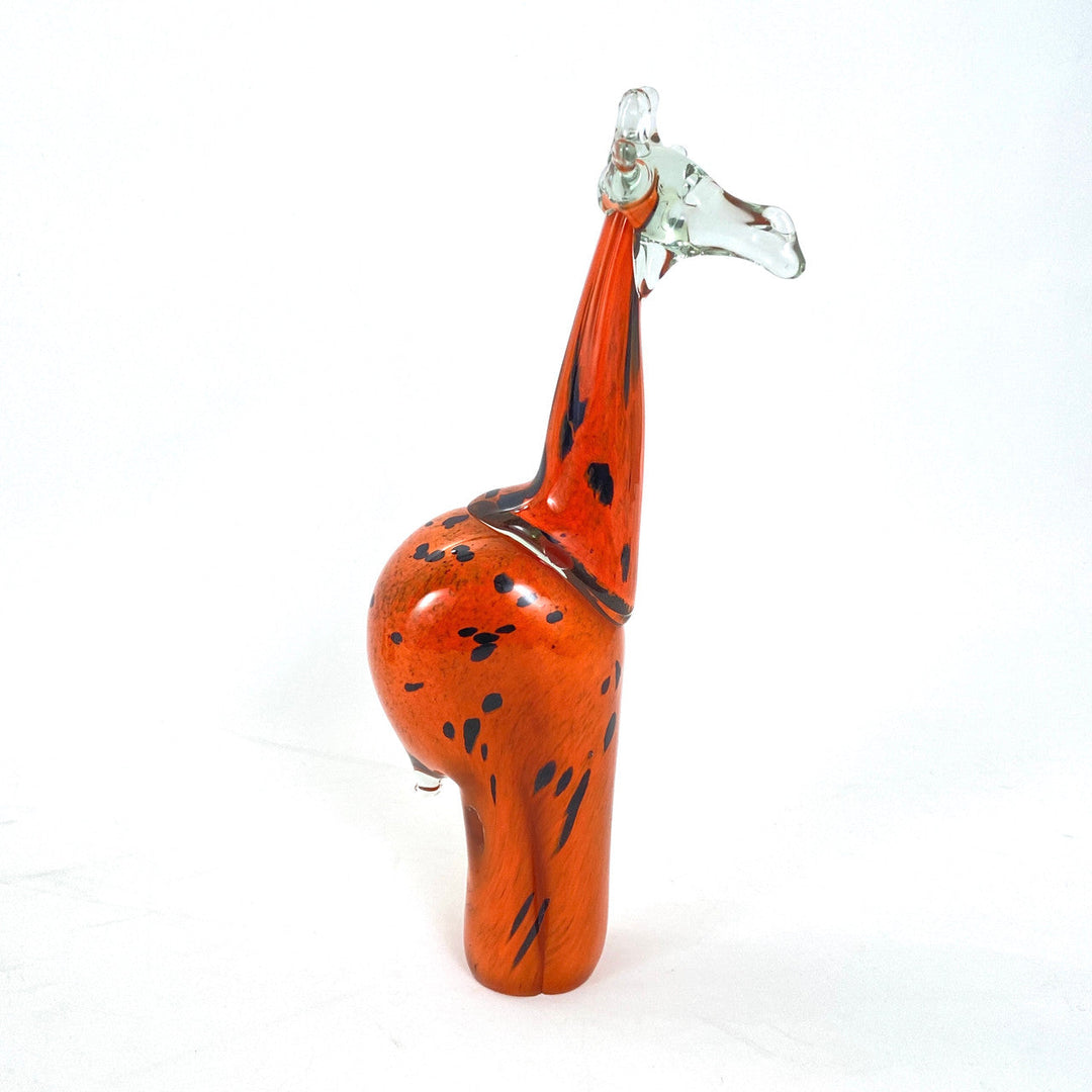 Hand Blown Orange Glass Giraffe