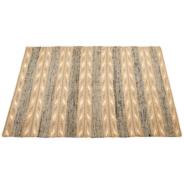 Uneven Arrows Hand Woven Wool Jute Rug In Earthy Hues