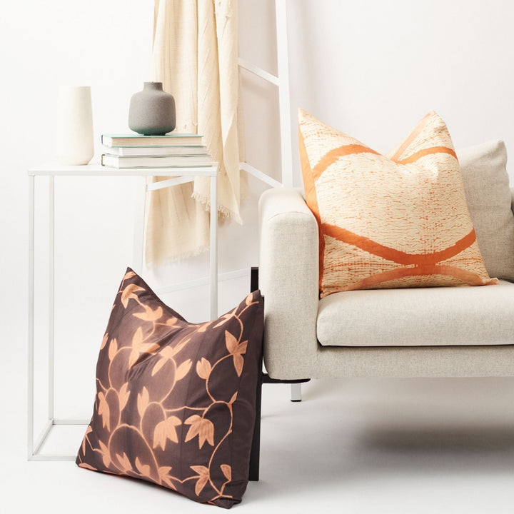 Arc Coral Hand Crafted Shibori Print Mulberry Silk Pillow