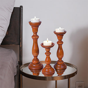 Tuli Earthy Brown Pillar Candle Holder Set
