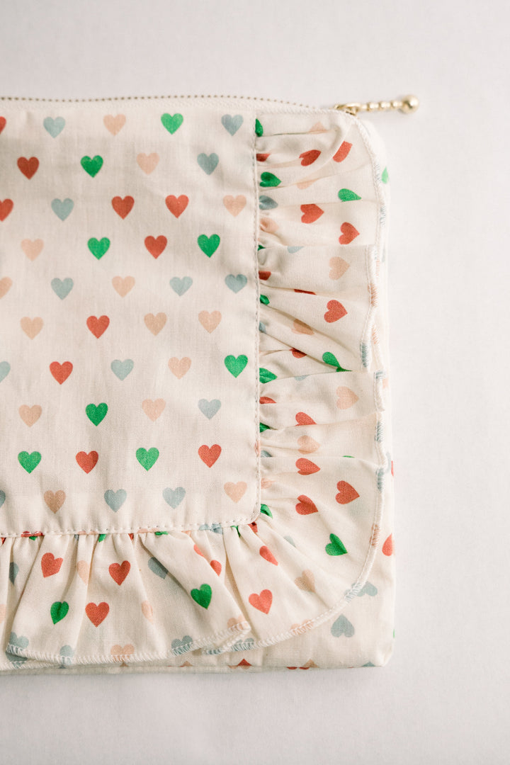 Love In Bloom | Timless Floral Ruffle Zipper Pouch