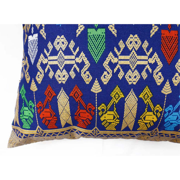 Handwoven Ikat Pillow Cover, Black and Blue. Cover Only with No Insert. 20" x 20", Cushion