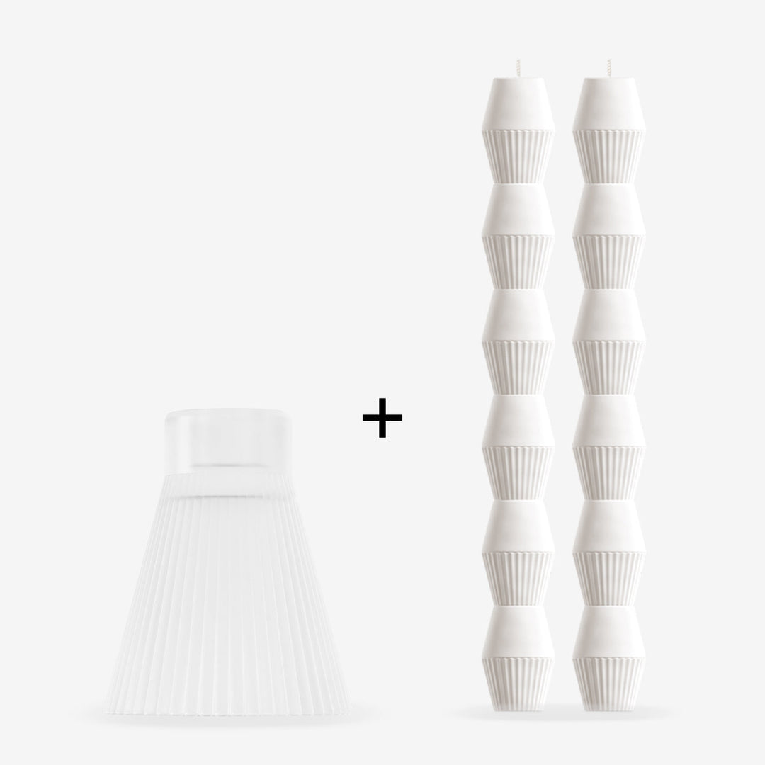 ZAI Geometric Pillar Candle in Ivory