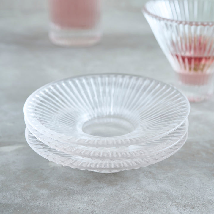 Pressed Clear Glass Small Plates - Set of 6
